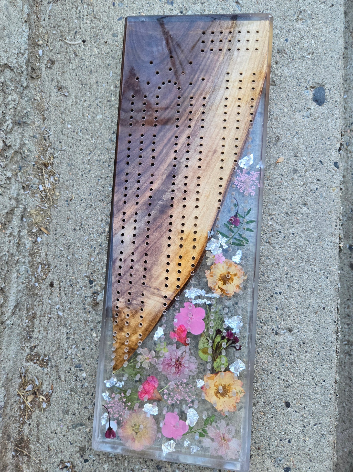 Sparkle Walnut Resin Cribbage board