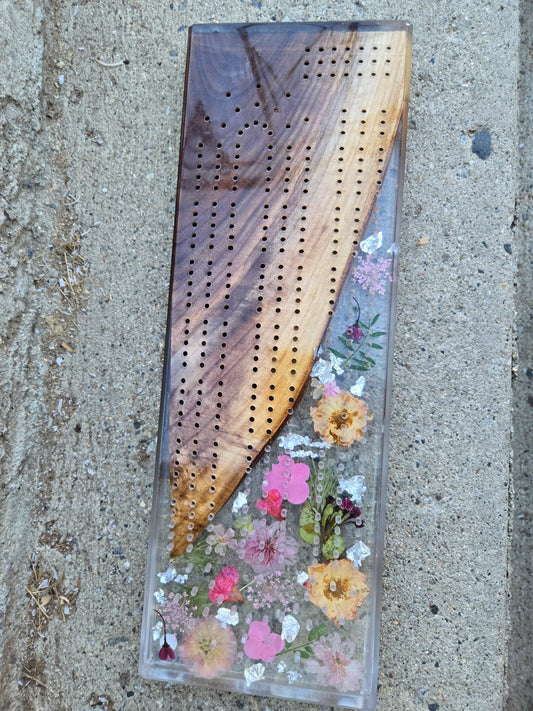 Sparkle Walnut Resin Cribbage board