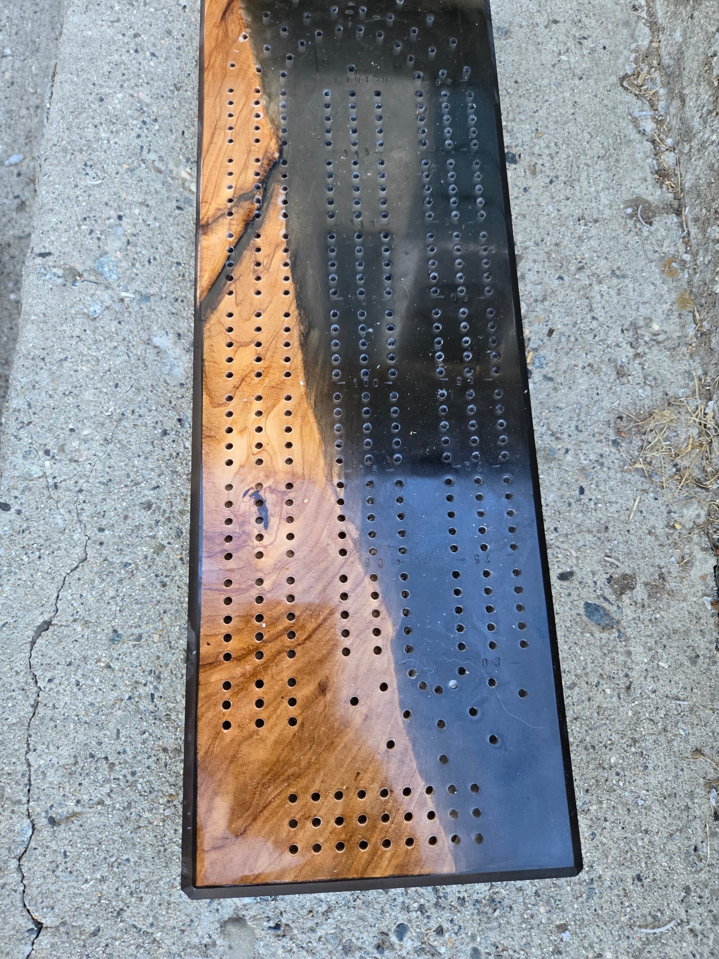 Smoky Black and Olive Wood Cribbage Board