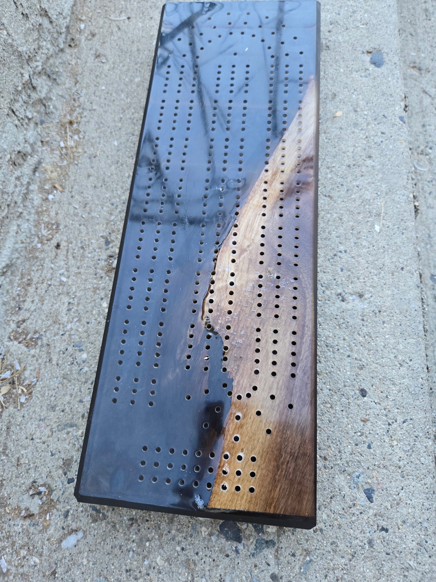 Smoky Black and Walnut Cribbage Board